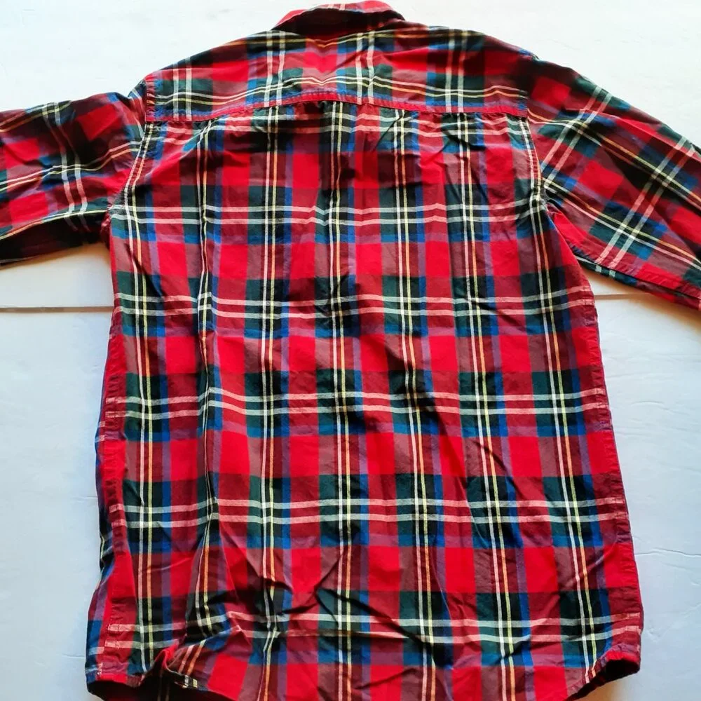 Gap Boys Shirt Button Down Red Plaid Long Sleeve Christmas Holiday XL 12